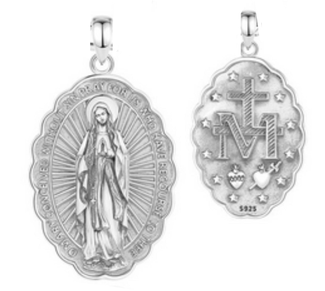 Medalla Virgen de Guadalupe Plata blanca