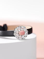 Brazalete de cuero con Dije rosado - doble uso