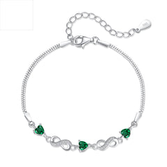 Pulsera de corazón verde con infinito