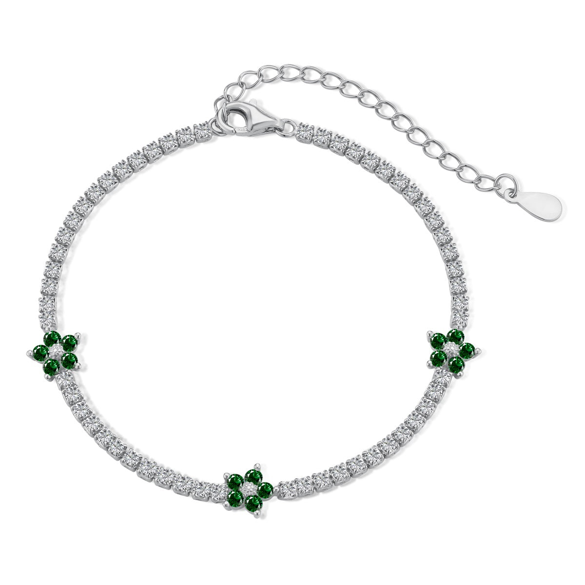 Pulsera Tennis de Flores Verdes