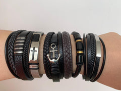 Brown Braided Leather Bracelet 