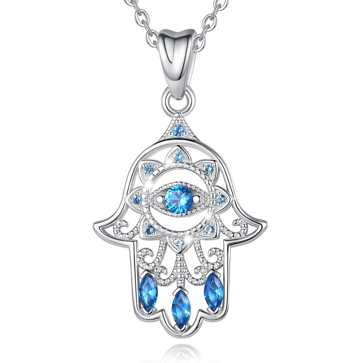 Hamsa cristales azules