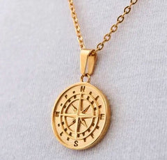 Steel Compass Necklace 