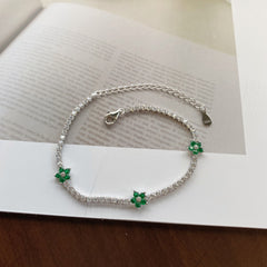 Pulsera Tennis de Flores Verdes