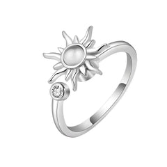 Anillo de Sol girador plateado