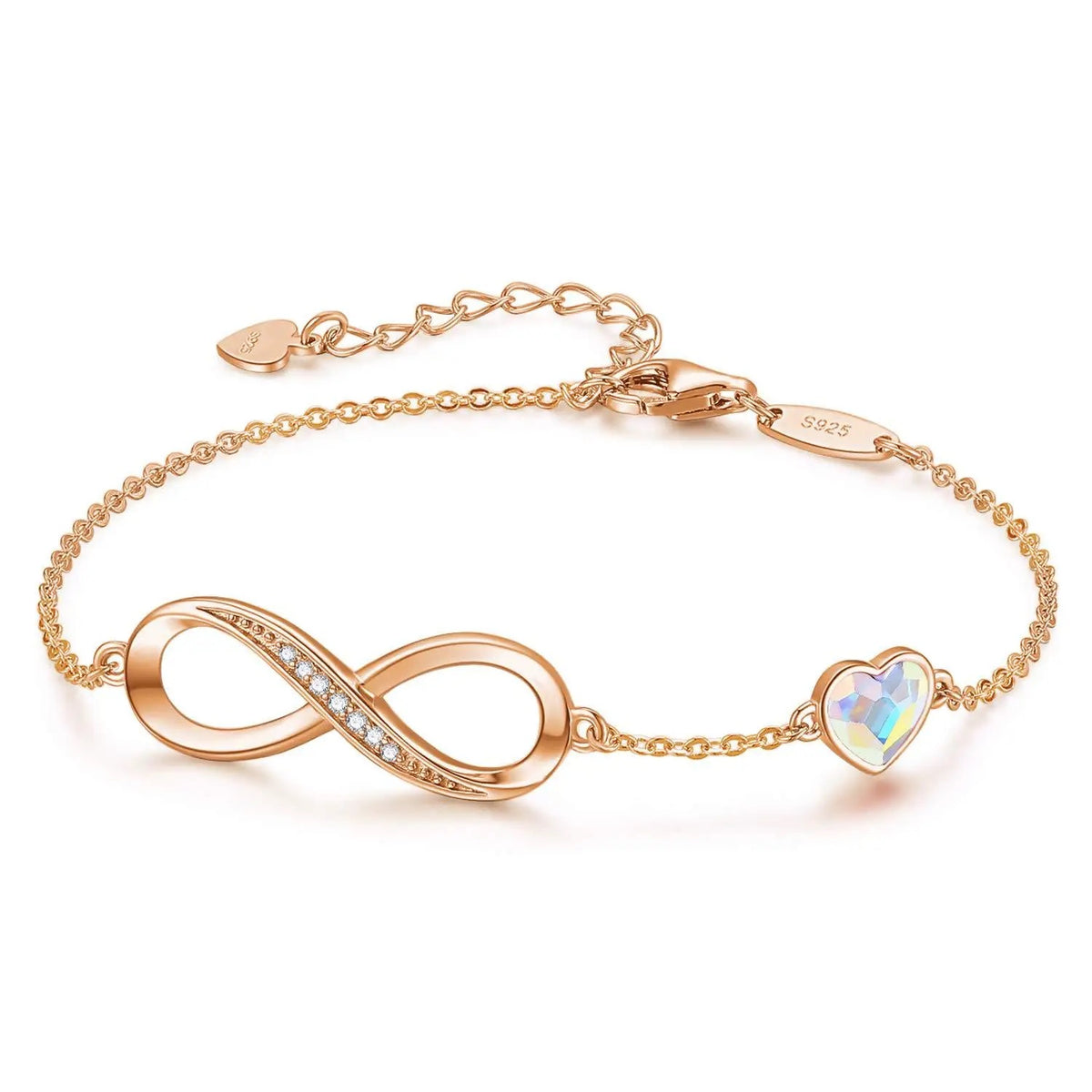 Pulsera de corazón blanco & infinito