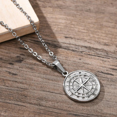 Steel Compass Necklace 