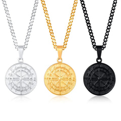 Steel Compass Necklace 