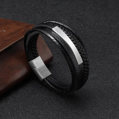 Leather and Plate Bracelet 