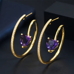 Argollas Corazón Morado Amatista