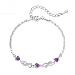 Pulsera de corazón lila con infinito